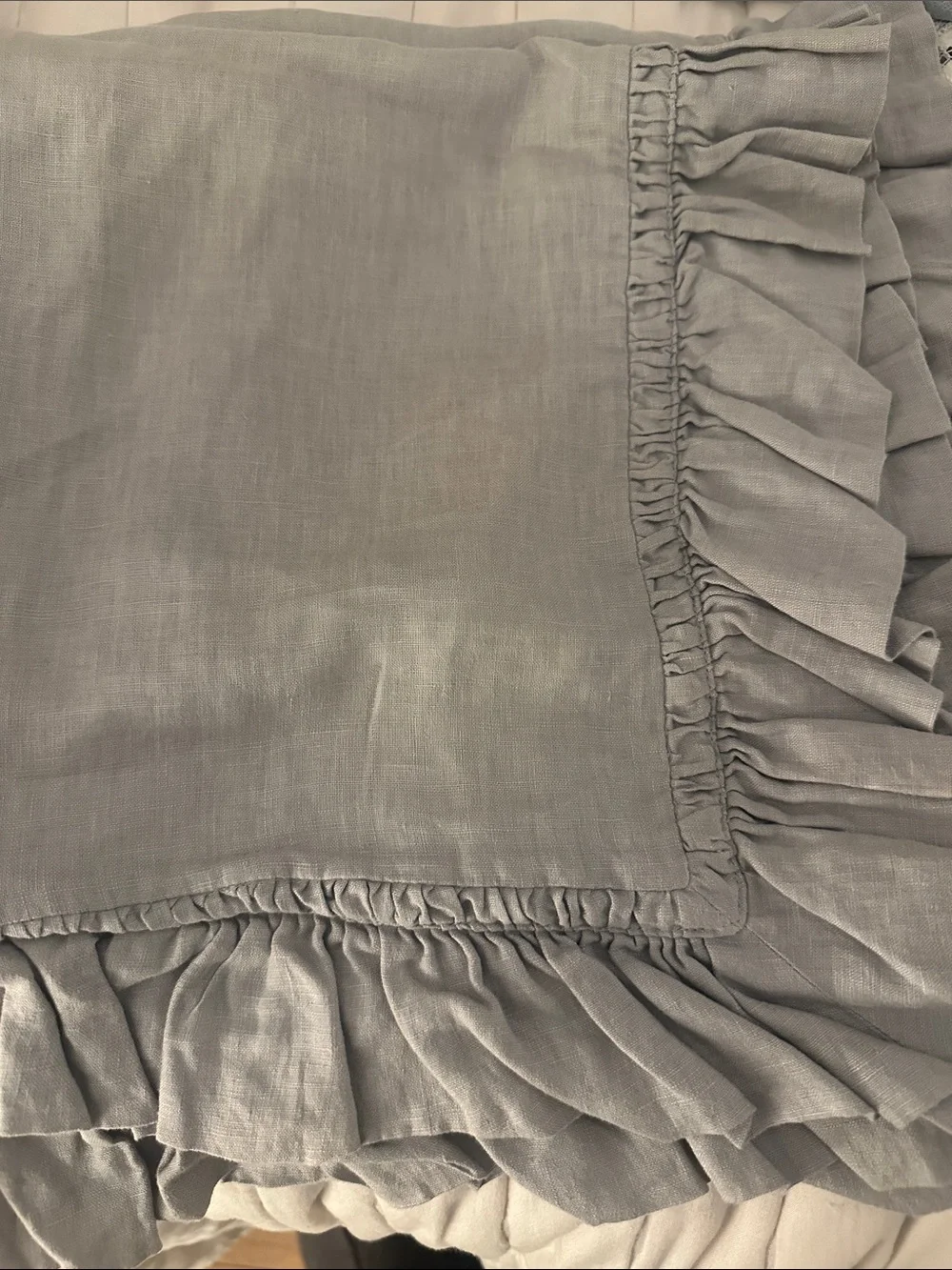 Pottery Barn Linen Euro Ruffle Sham Set of 3